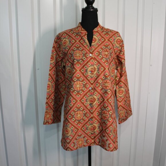 Sigrid Olsen Signature Womens Structured Button Down Overshirt Sz Med NWT Sheer - Picture 1 of 8